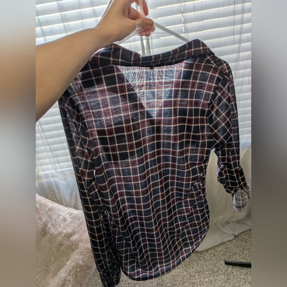 Urban Girl Sheer Plaid Red White And Blue Flannel - Picture 2 of 3